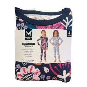 Garden Floral - Member's Mark Girls Organic Cotton Pajamas 4-Piece, 100% Organic